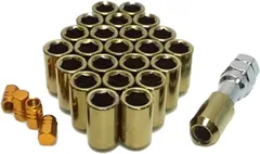 エスティーエスミチコ 互換品ホイールナットを内六角にドレスアップ エアバルブキャップセット 盗難防止 48 P1.25 金 6穴用24個(48 P1.25 金 6穴用24個)