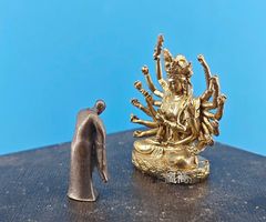 銅 細工 仏教美術 玄奘参詣準提菩薩仏像 禅意茶道 置物 装飾品 工芸品 置物 銅 細工 仏教美術 玄奘参詣準提菩薩仏像 禅意茶道 置物 装飾品