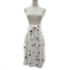 クチュールブローチ COUTURE BROOCH フレアスカート マキシ丈 ロング丈 花柄 リボンベルト付き 36 S マルチカラー 白 ホワイト /YS28