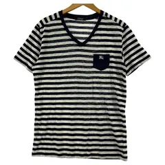 BURBERRY BLACK LABEL バーバリーブラックレーベル Vネック ボーダー ニットカットソー size2/ネイビー×ホワイト