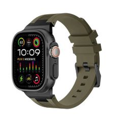 アップルウォッチバンド（Apple Watchバンド）プレミアムリキッドシリコンバンド【ブラックグリーン】42mm/44mm/45mm/46mm/49mm対応 [BELTIES]