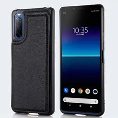 【人気商品】SO-41A II/docomo / au SOV43 10 対応 SONY スマホ バックカバー Xperia ケース 手帳型 (ブラック) 手帳型ケース 手作り 財布型 マグネット 背面カード 薄 軽量 ポケット収納付き 背面カバー 】 手帳