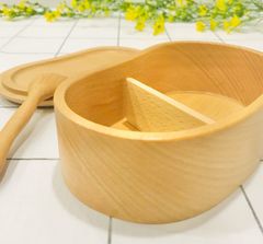 ★天然木★そらまめ型ブナ材お弁当箱　フォーク付 シンプル エコ 軽量 木製 おべんとう 弁当 新生活 無地