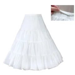 【在庫セール】[MOOKISOO] ロングパニエ 50～60cm 長さ調整可能 Aライン ボリューム スカート レディース かわいい ふんわりボリューム チュチュスカート ロリータ ゴスロリ コスプレ 2層構造 3段フリル 白 黒