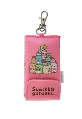 【人気商品】ピンク T-SMKK-01 11.5×6.5cm リール付きキーケース すみっコぐらし ヒラ商