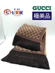 【極美品】GUCCI グッチ GG柄 マフラー ブラウン系×ラメ入り