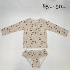 ap7749 Rylee＋Cru ライリーアンドクルー  BABY ベビー 水着 80 18M-24M 85-90cm相当 ベージュ チェリー柄 スイムウェア ラッシュガード ストレッチ 上下セット UVカット 8-24ヶ月
