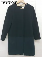 ◇ THE PARLOR ザパーラー 長袖 ノーカラー コート サイズ38 ブラック ネイビー系 レディース  【1110080003088】