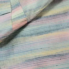 ［きものキレイ］紬（単衣）緑　ぼかし柄　絹　身丈151.5㎝　裄丈63.5㎝　リユース　secondhand　T060