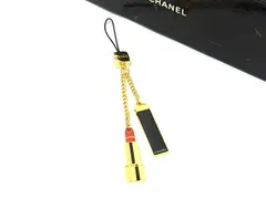 ■新品同様■ CHANEL シャネル ロゴ CLICK ROUGE ALLURE ストラップ キーホルダー チャーム レディース ゴールド系 FM2909