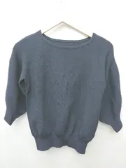 ◇ ⊂ StyleNote スタイルノート 五分袖 ニット カットソー サイズM ネイビー系 レディース P  【1407100014767】