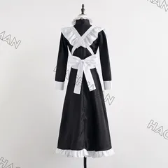 新品未使用英国風 メイド服 ロング 黒白 ワンピース ハロウィン コスプレ衣装4点セット クラシカル 長袖 女性 男性用 大きいサイズ メイド コスチューム (ワンピース エプロン カチューシャ グローブ)