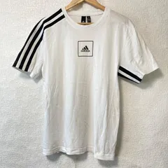 (^w^)b adidas アディダス 3ストライプライン クルーネック 半袖 Tシャツ コットン100% TEE ロゴプリント トップス スポーティ サッカー テニス 爽やか ストリート ホワイト×ブラック メンズ 男性 サイズM