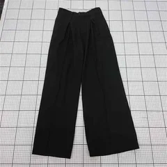 ◇ ⊇ me+em select ミームセレクト ダブルタック ヘビー ワイド スラックス パンツ サイズM ブラック系 レディース E  【1509300009694】