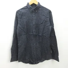 G■ユニクロ/UNIQLO ＋J 長袖BDシャツ/チェック柄【L】黒灰/men's/151【中古】■