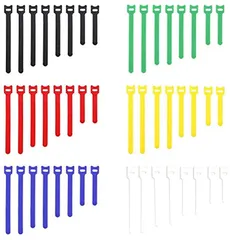 Loople 結束バンド マジックテープ ケーブル結束バンド 12cm 15cm 18cm 20cm 4サイズ 6カラー 48本セット 繰り返し使用 可能 結束テープ コード 絡まり防止 配線整理 ガーデニング 多用途