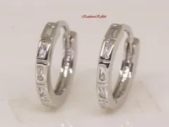 18K RGP プラチナ ダイヤ CZ フープ ピアス yp4967