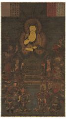 元 薬師如来 薬師仏 十二神将図 海外蔵 38.6 x 69 cm 仏教美術 仏像画名作 仏堂画 仏画 仏教美術 掛け物 仏堂 奉納