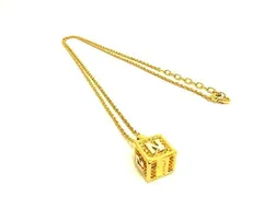 ■極美品■ NINA RICCI ニナリッチ ラインストーン キューブ ネックレス ペンダント アクセサリー レディース ゴールド系 DF2618