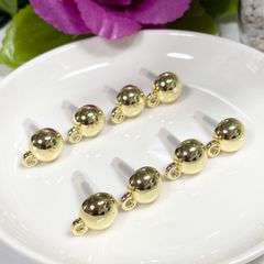 【8個（4ペア）】ゴールド　半円カン付き　ポストピアス 10mm