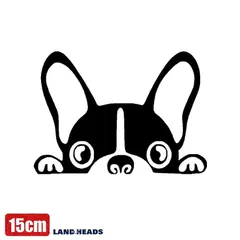 車 ステッカー 15cm 犬 イヌ 愛犬 ドッグ ボストンテリア 覗く給油口 おもしろ バイク カー用品 かわいい シール おしゃれ 転写式のサムネイル