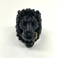 GUCCI グッチ ミケーレ期 ライオンヘッド リング 16 ゴールド　ブラック グッチ ライオンヘッド クリスタルリング #16 402763 J1D50 8029