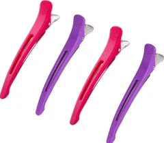 ダッカール メンズ 髪留め ヘアピン 大きめ ヘアクリップ 美容師 プロ用 前髪 クリップ ブロッキング 跡がつかない ヘア ピン (パープル*2、ピンク*2)