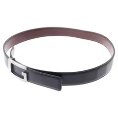 GUCCI (グッチ) Gロゴ スクエアバックル レザーベルト ブラック/シルバー