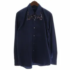 ツモリチサト TSUMORI CHISATO タグ付き パールドットジャガードタイシャツ リボン ワンポイント 長袖 2 M 紺 ネイビー /XKのサムネイル