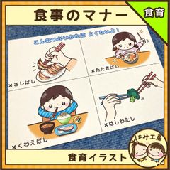 保育　【食事のマナー】　ペープサート　ポスター　食育　箸の持ち方　入園　進級
