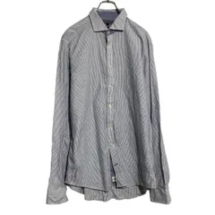 TOMMY HILFIGER 長袖 ストライプシャツ ブルー トミーヒルフィガー シンプル 古着卸 アメリカ仕入 a701-7534