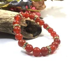 パワーストーン ブレスレット 赤瑪瑙 天然石ブレス （ゴールド）レディース 女性  数珠ブレス 開運 プレゼント ギフト  [9]