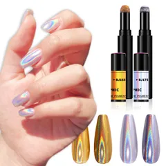 【新品未開封】 シルバー グリッター ミラーネイル ゴールド ペン グラデーション クロムパウダー ジェルネイル レジン 微粒子 メタリック グリッター オーロラパウダー ホログラム スティック セット ネイル ユニコーンパウダー パウダー アート 2本 工房