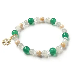 クローバーチャーム×グリーンめのうMIX パワーストーンブレスレット
