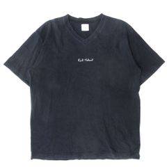 美品 Karl Helmut カールヘルム コットン Tシャツ ロゴ プリント Vネック P036NUAL22 サイズL 黒 ブラック メンズ 古着 中古 USED