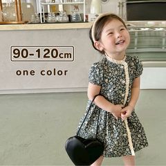 小花柄半袖ワンピース 女の子 半袖 90 100 110 120 ドレス ベビー服 韓国子供服 tシャツ 演奏会 発表会 お誕生日会 冠婚葬祭 披露宴 結婚式 正装 お宮参り 七五三