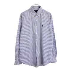 RALPH LAUREN ラルフローレン ボタンダウン 長袖シャツ ストライプ ブルー(メンズ L)中古 古着 U6217