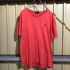 328 Polo Ralph Lauren 半袖 ロゴTシャツ M サーモンピンク ポロラルフローレン Vネック 古着卸 アメリカ仕入