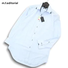 【新品 未使用】 m.f.editorial タカキュー 通年★ ノンアイロン 形態安定 長袖 ストライプ シャツ Sz.M メンズ 水色 青系のサムネイル
