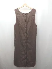 ◇ AmbreNeige バックボタン　シンプル　カジュアル ノースリーブ ロング丈 ワンピース サイズF ブラウン系 レディース E  【1506300027741】