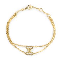 セリーヌ トリオンフ サスペンダー ブレスレット ゴールドフィニッシュ ブラス ゴールド 460CD6BRA 箱付 CELINE（新品・未使用品）
