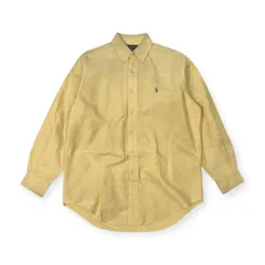 90s Ralph Lauren ラルフローレン YARMOUTH コットン BD ボタンダウン オックスフォード 長袖 シャツ 15 1/2-33/イエロー メンズ ビンテージ