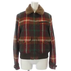 ラルフローレン RALPH LAUREN ブルゾン ボアジャケット ウール アルパカ混 羊毛 タロンジップ ジップアップ 総裏地 ボンバーチェック マルチカラー /KW ■GY17のサムネイル
