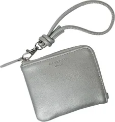 Crossmarbery(クロスマーベリー) コンパクト財布 レディース 薄型 使いやすい l字ファスナー ミニ財布 軽量 シンプル 通勤 通学 可愛い 小さめ おしゃれ スリム プレゼント R74(シルバー)