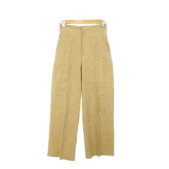 アーバンリサーチ ドアーズ URBAN RESEARCH DOORS パンツ ワイド ストレート 麻 リネン カジュアル ハイウエスト バックゴム ストライプ 36 ベージュ /AH5 ☆