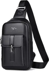 Rowaica ワンショルダー ボディ バッグ メンズ 大容量 肩掛け 斜め掛け 軽量 ファスナー ブラックxブラック(ブラック/ブラック)