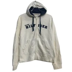 TOMMY HILFIGER ロゴスウェット パーカー レディース L ホワイト トミーフィルフィガー ジップアップ 古着卸 アメリカ仕入 a612-6564