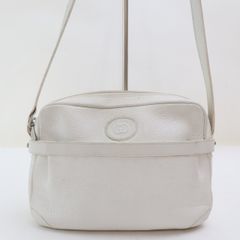 2506-42 グッチ ショルダーバッグ ポシェット GUCCI レザー製 ホワイト 上ZIP