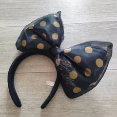 ディズニー ミニーマウス リボン カチューシャ 黒 ドット