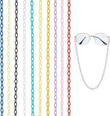 PH PandaHall 20本 プラスチックチェーン 10色 カラフル リンクチェーン ハンドメイド 手芸用品 バッグ小物装飾 メガネ用 ストラップチェーン ジュエリー作り 47～49cm(虹色)